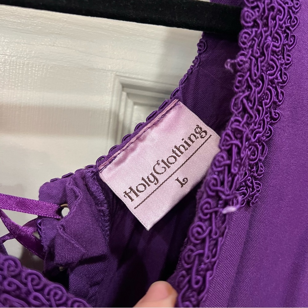 HolyClothing Arwen Dress Maxi Purple Bell Sleeves Renaissance Fair Celtic Large - Picture 11 of 12